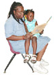 Picture of Woman Sitting and Reading to Young Girl Who Is Sitting on Woman's Lap
